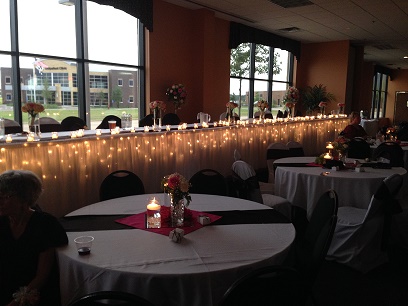 Head Table - Icicle Lights under Skirting - Event Rentals - Head Table Lighting